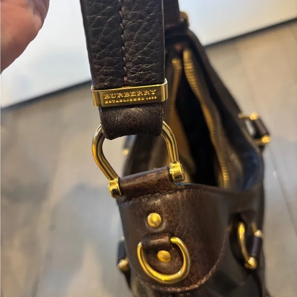 Burberry Dark Brown Leather Shoulder hobo Bag - Picture 7 of 7